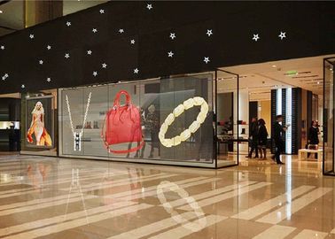 Indoor Transparent Glass Led Display High Brightness / Transparency Fixed In Shopping Mall
